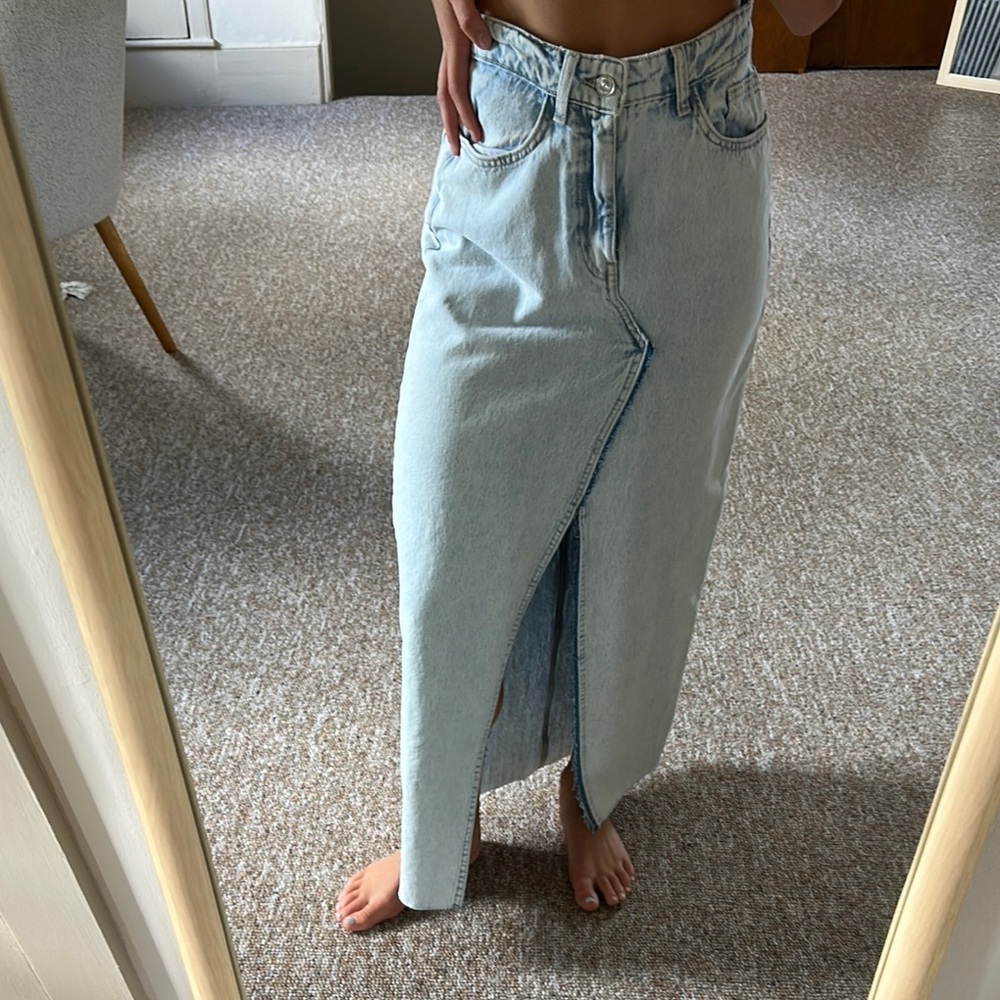 Zara Light Blue Denim Skirt
